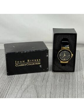 Joan Rivers Classic Watch Women 33mm Black GoldTone Dial w/Box